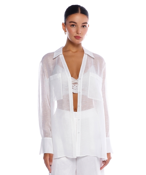 V-neck blouse with collar detail