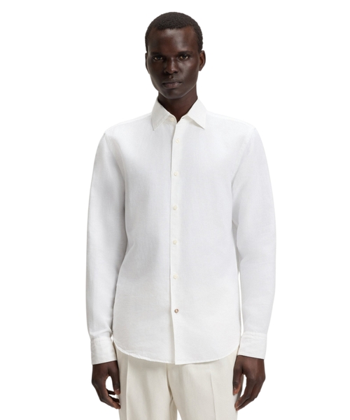 Regular-fit shirt in linen-cotton