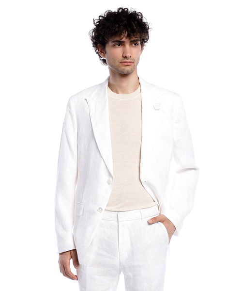 Льняной пиджак приталенного кроя