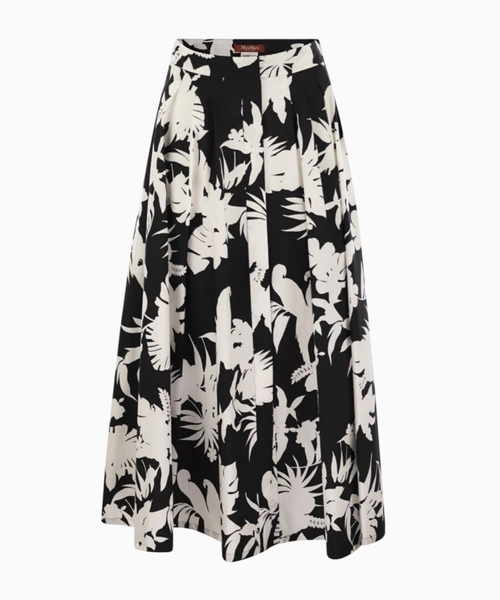 Pleated poplin midi skirt