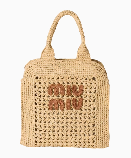 Raffia-effect woven tote bag