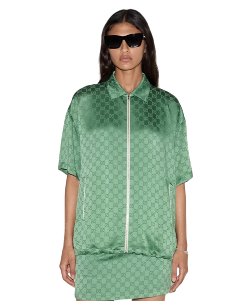 GG satin zip shirt