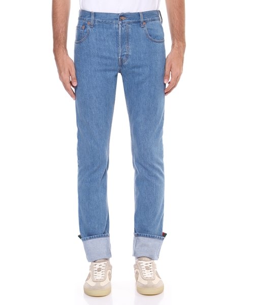 Tapered fit denim trousers