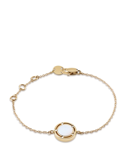 D.Side pink gold, mother of pearl and diamonds bracelet