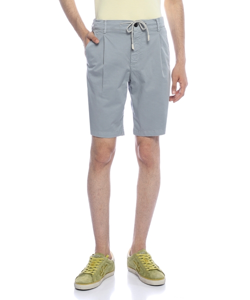 Shorts in cotton and linen denim