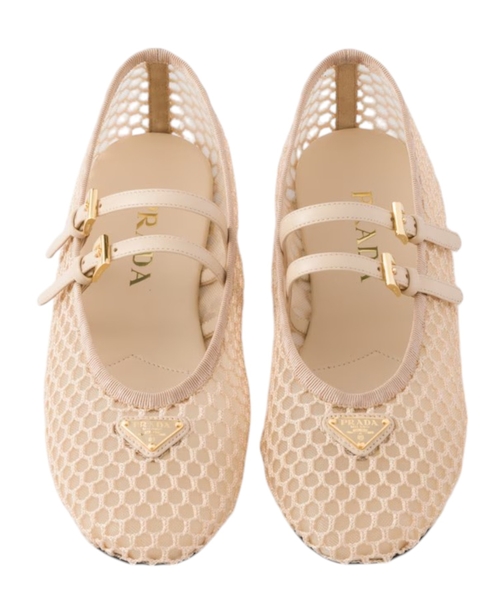 【関税込み】prada MESH BALLET FLATS Black Mesh Fabric Ballerinas | PRADA