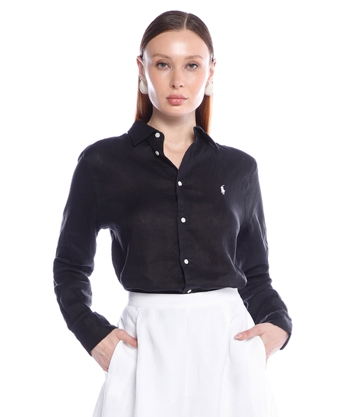 Klassik biçimli kətan köynək