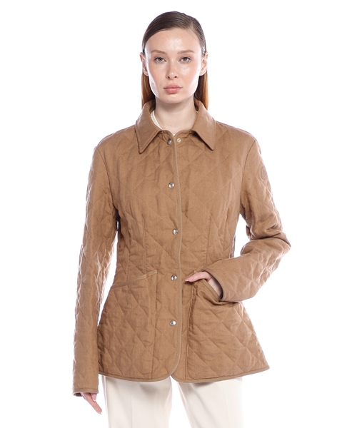 Uzes Diamond-Quilted Padded Linen Jacket