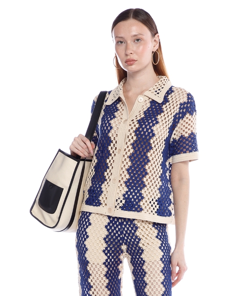 Two-tone knit cardigan
