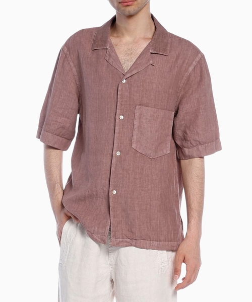 Linen shirt with short sleeves