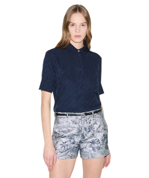 GG and chain silk jacquard shirt