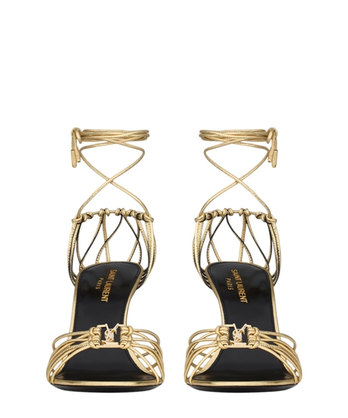 サンダル・ミュール Saint Laurent BABYLONE SANDALS SAINT LAURENT Babylone embellished knotted leather sandals