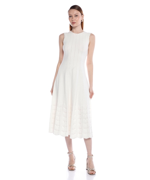 Beaded pointelle knit maxi dress