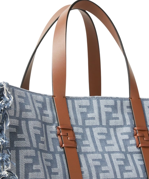 トートバッグ FENDI SUMMER TOTE IN JACQUARD Fendi Summer Tote Bag In Blue Denim-effect Ff Jacquard