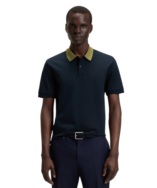Mercerised-cotton slim-fit polo shirt with collar stripe