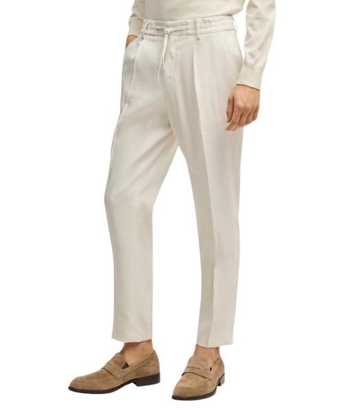 Tapered-fit tailored trousers in a linen blend