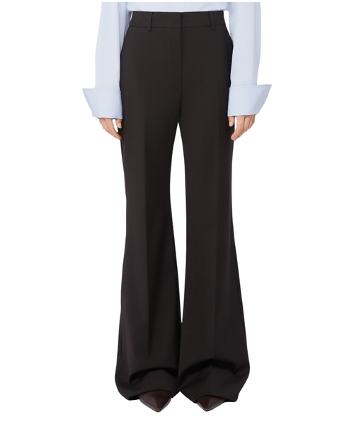 Flared stretch wool trousers