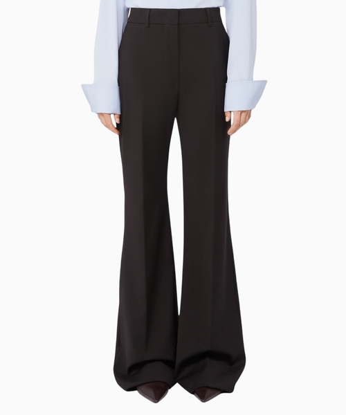 Flared stretch wool trousers