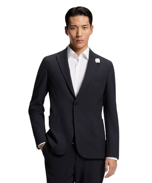 Slim-fit blazer in stretch seersucker