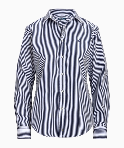 Striped logo-embroidered shirt