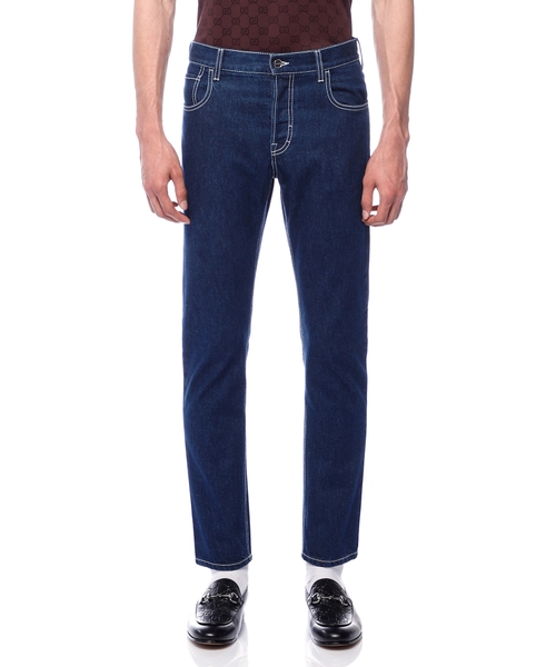 Lasered tapered denim pant