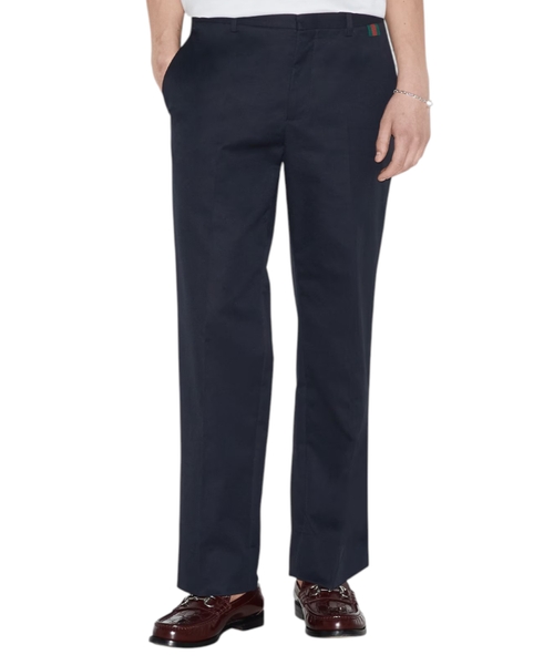 Брюки из хлопкового твила с лентой Web