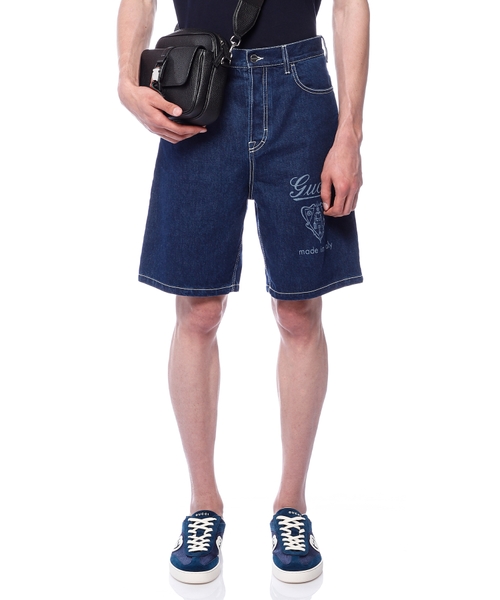 Logo denim shorts