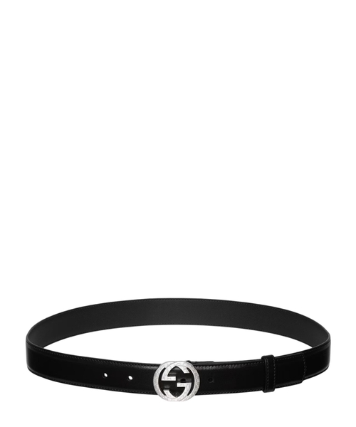 Belt with Interlocking G engraved buckle