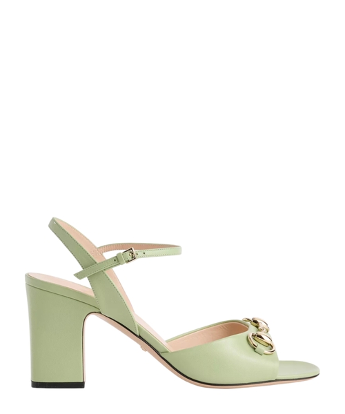 Horsebit heel leather sandals