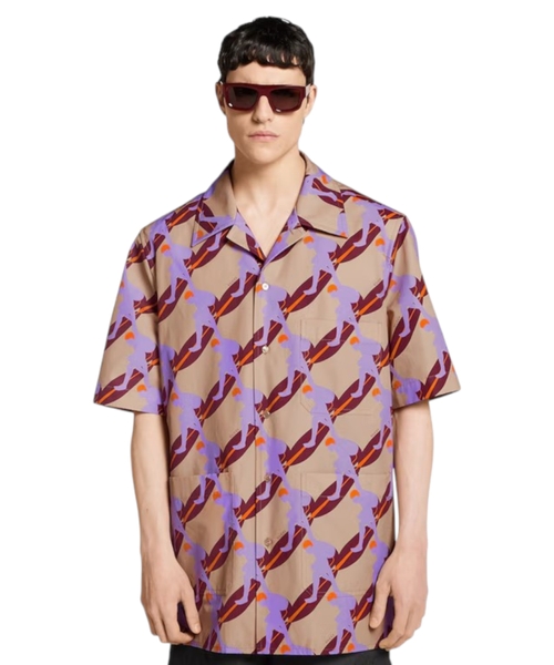 Рубашка из хлопкового поплина с принтом