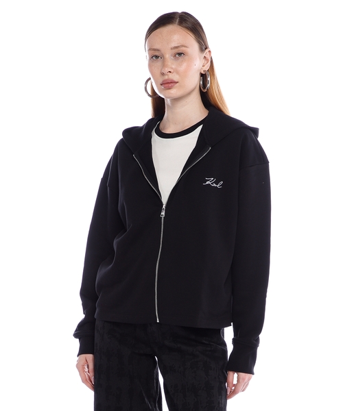 Karl Signature zip-up hoodie