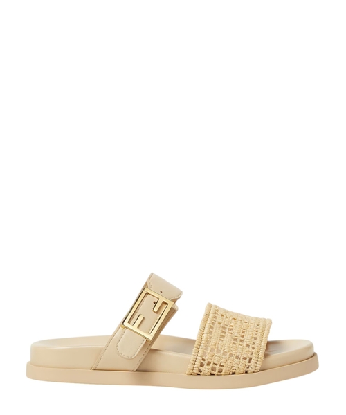 Mesh slides with raffia FF embroidery