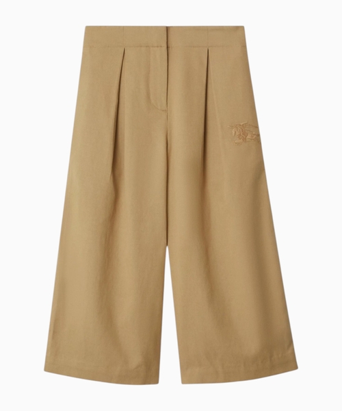 Pleated cotton blend trousers