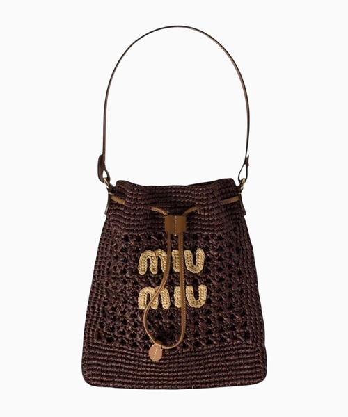 Woven mini-bag with embroidered logo