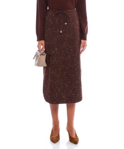 Drawstring waist midi skirt