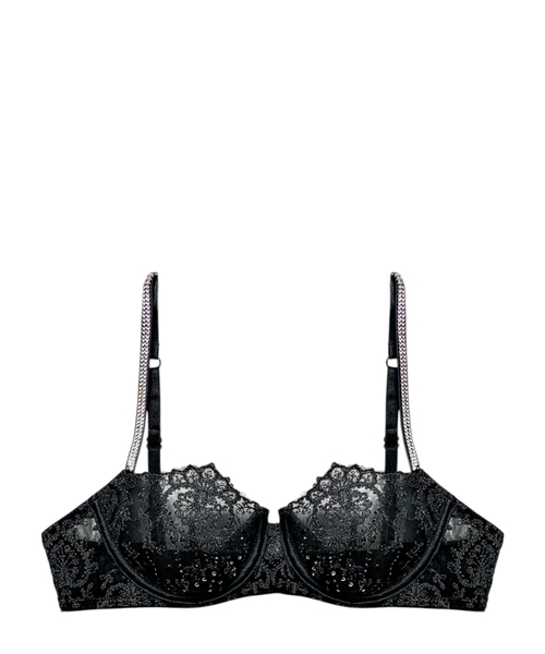 Crystals embellished balconette bra