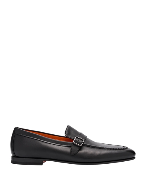 Leather loafers with buckle