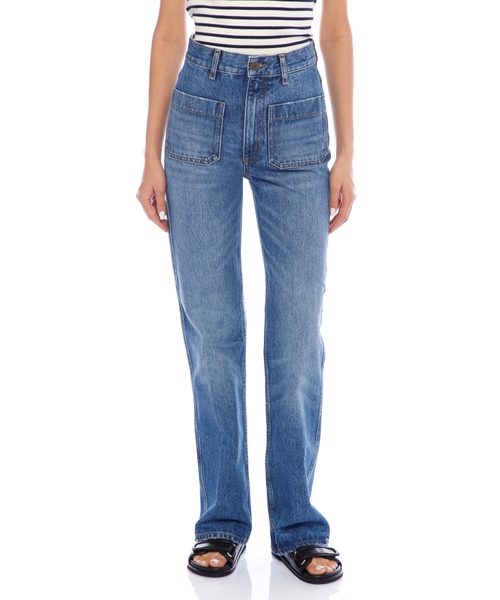 Moore klyoş biçimli denim şalvar