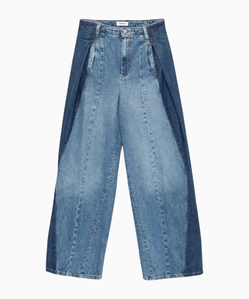 Kontrast detallı denim şalvar