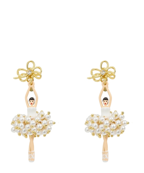 Ağ və qızılı balerina sırğaları