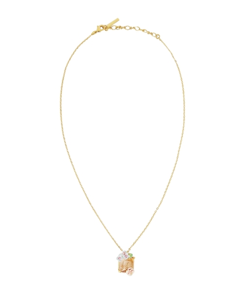 Ожерелье с подвеской в ​​виде ящерицы, розовым ограненным камнем и гортензией