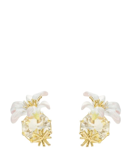 Yumru daşlarla və ağ zanbaqlı sırğalar