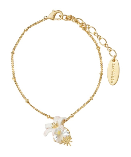 Lily flower and faceted stone pendant bracelet