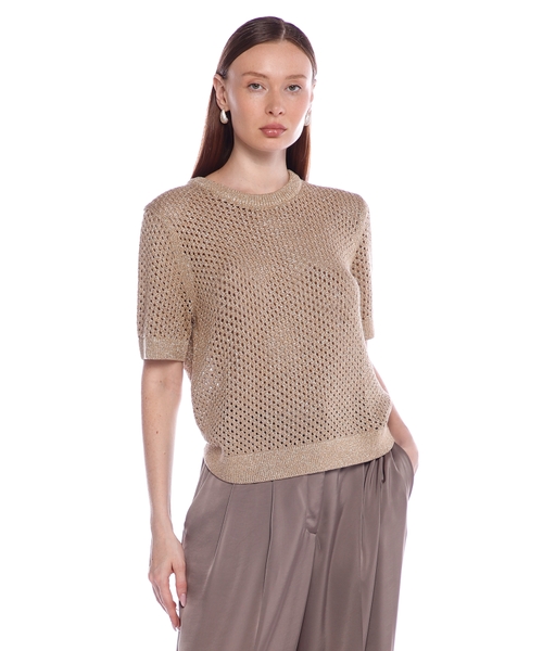 Cotton and cashmere mesh top