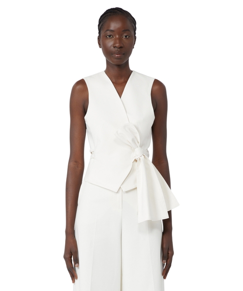 Slim-fit pambıq kətan jilet