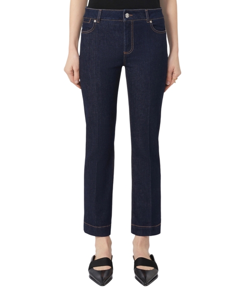 Düz biçimli crop denim şalvar