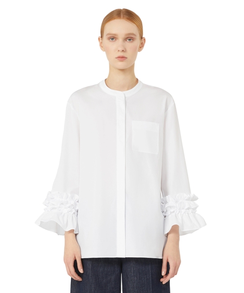 Flared poplin shirt