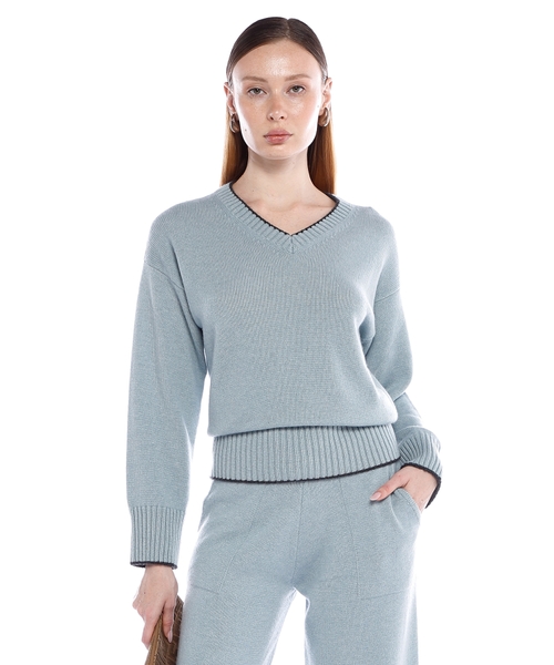 V-neck knit sweater