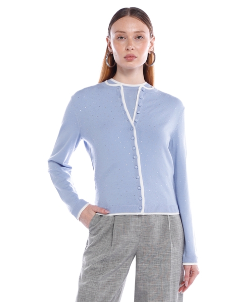 Wool cardigan with rhinestones