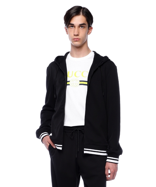 Technical jersey hooded zip jacket